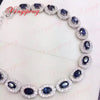 925 sterling silver with 100% natural sapphire bracelet women with Luxury and generous A wedding gift