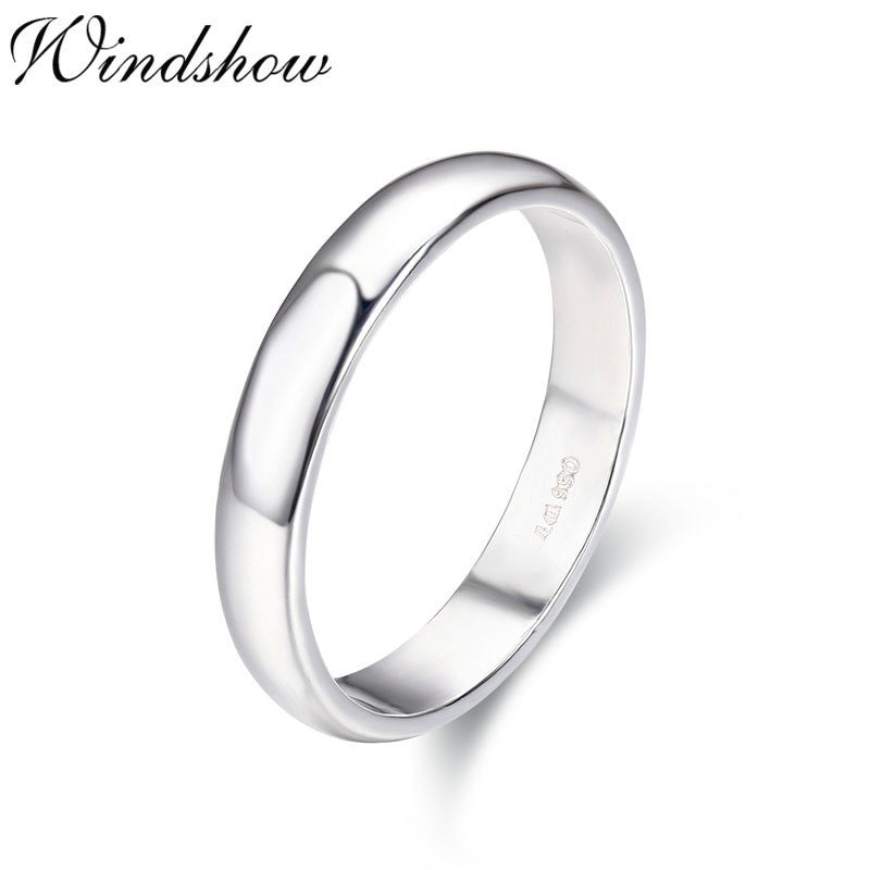 990 Pure Sterling Silver D Shape Thick Band Rings For Women Wedding Engagement Jewelry Finger Anillos Bague Aneis bijoux Anillo