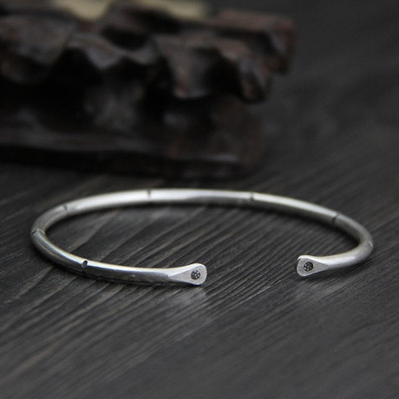 999 Fine Silver Bracelet Bangle Female Korean Retro Fashion Bracelet Adjustable Bracelet Wholesale Opening Bangle 2.90mm 12G