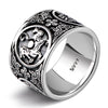 999 Sterling Silver Retro Men Male the God of the Quartet Ring Thai Silver Fine Jewelry Gift 1.4cm Wide Finger Ring CH045115