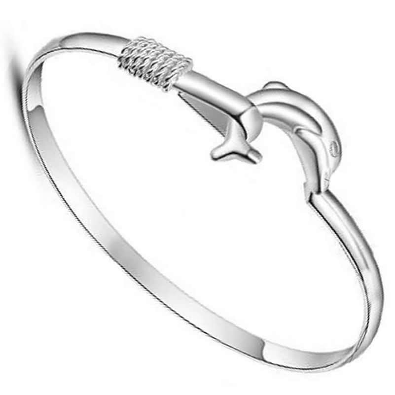 999 sterling silver bangle High-quality silver jewelry bracelet women love Silver Dolphin B jewelry