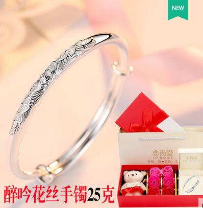 999 sterling silver bracelet female thousand feet old phoenix simple auspicious cloud bracelet 520