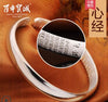 999 sterling silver female silverware open glossy heart through bracelet