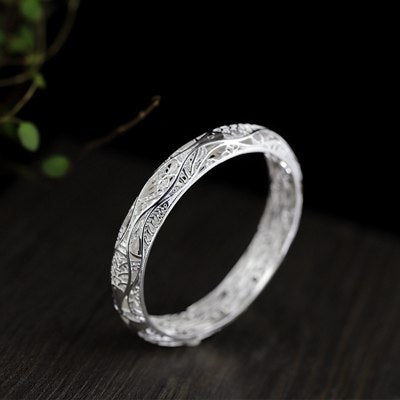 999 sterling silver openwork bangles silver fashion carp pl lotus pattern silver bangles 999 for women silver jewelry 999