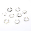 9PCS/Set Ring Women High Quality Unique Adjustable Opening Finger Ring Retro Carved Toe Ring Foot Beach Foot Jewelry