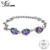 9ct Natural Mystic Fire Rainbow Topaz Bracelet Link For Women Solid Pure Genuine 925 Sterling Silver Concave Pear Fashion Brand