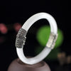 9mm White/Pink Cat Eye Stone Opal Bracelet 100% 925 Sterling Silver Bracelets Bangles For Women Party Vintage Fine Jewelry SB07