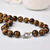 A+ Vintage Men Jewelry Beaded Choker Nature Tiger Eye Stone Beads collares Chain Necklace Men 6-14mm Strand Necklace