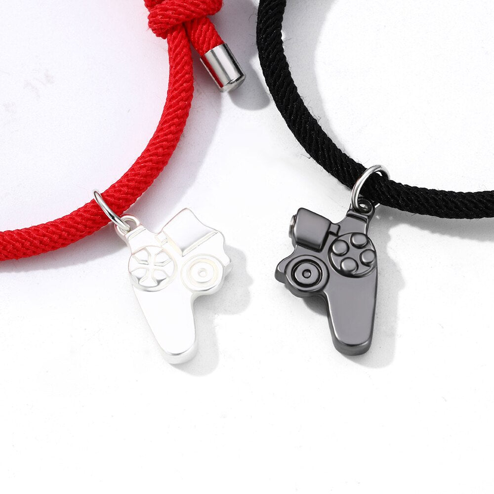 A Pair Fashion game console handle couple bracelet magnet stone charm bracelet men and women Valentine's Day gift