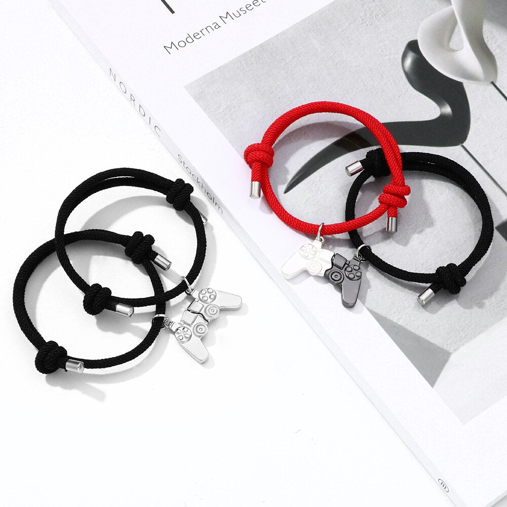 A Pair Fashion game console handle couple bracelet magnet stone charm bracelet men and women Valentine's Day gift