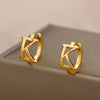 A-Z Initial Earrings for Women Men Stainless Steel Mini Hoop Earrings 2023 Trend Hip Hop Punk Rock Party Jewerly Christmas Gift