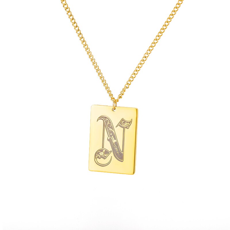 A-Z Initial Letter Necklace for Women Stainless Steel Gold Color Pendant Necklaces 2023 Trend Choker Goth Aesthetic Jewerly