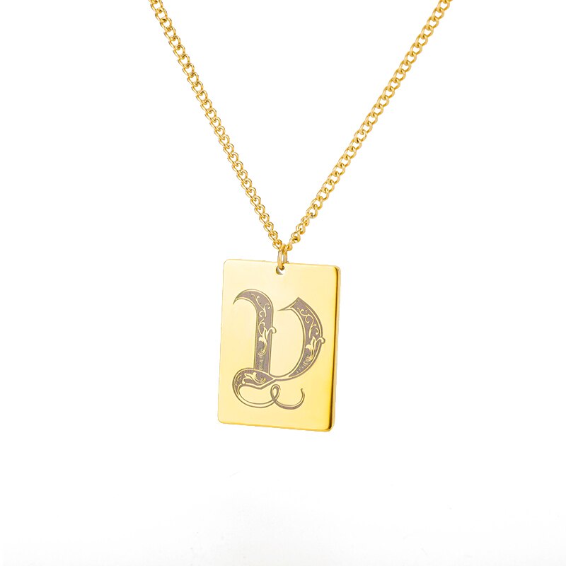 A-Z Initial Letter Necklace for Women Stainless Steel Gold Color Pendant Necklaces 2023 Trend Choker Goth Aesthetic Jewerly