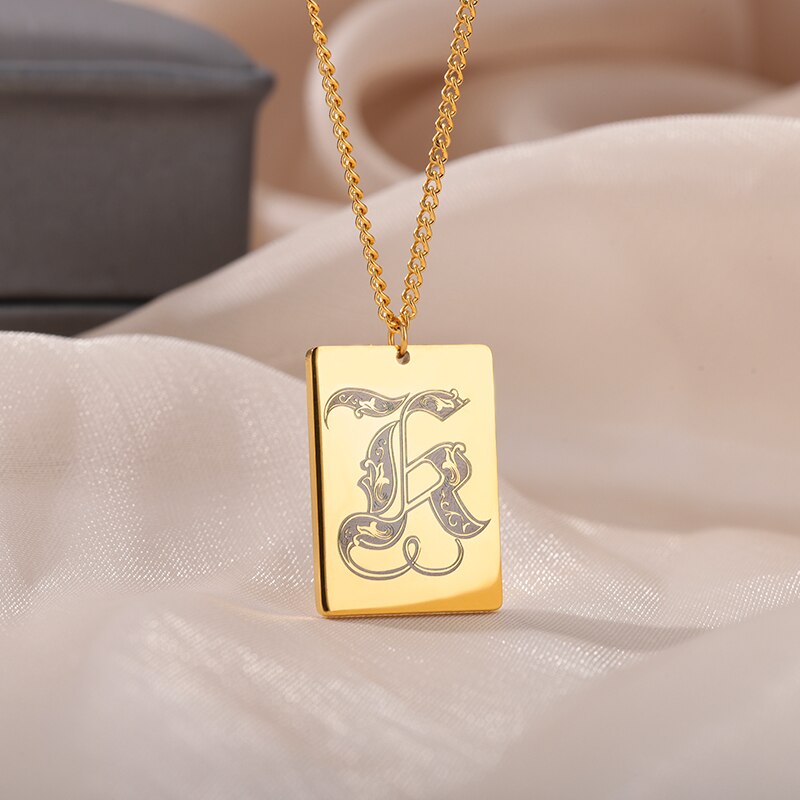 A-Z Initial Letter Necklace for Women Stainless Steel Gold Color Pendant Necklaces 2023 Trend Choker Goth Aesthetic Jewerly