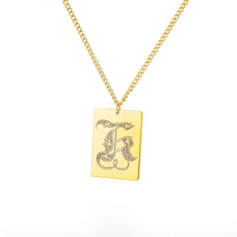 A-Z Initial Letter Necklace for Women Stainless Steel Gold Color Pendant Necklaces 2023 Trend Choker Goth Aesthetic Jewerly