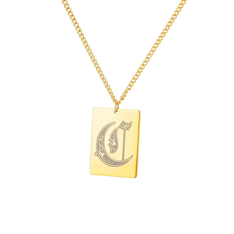 A-Z Initial Letter Necklace for Women Stainless Steel Gold Color Pendant Necklaces 2023 Trend Choker Goth Aesthetic Jewerly
