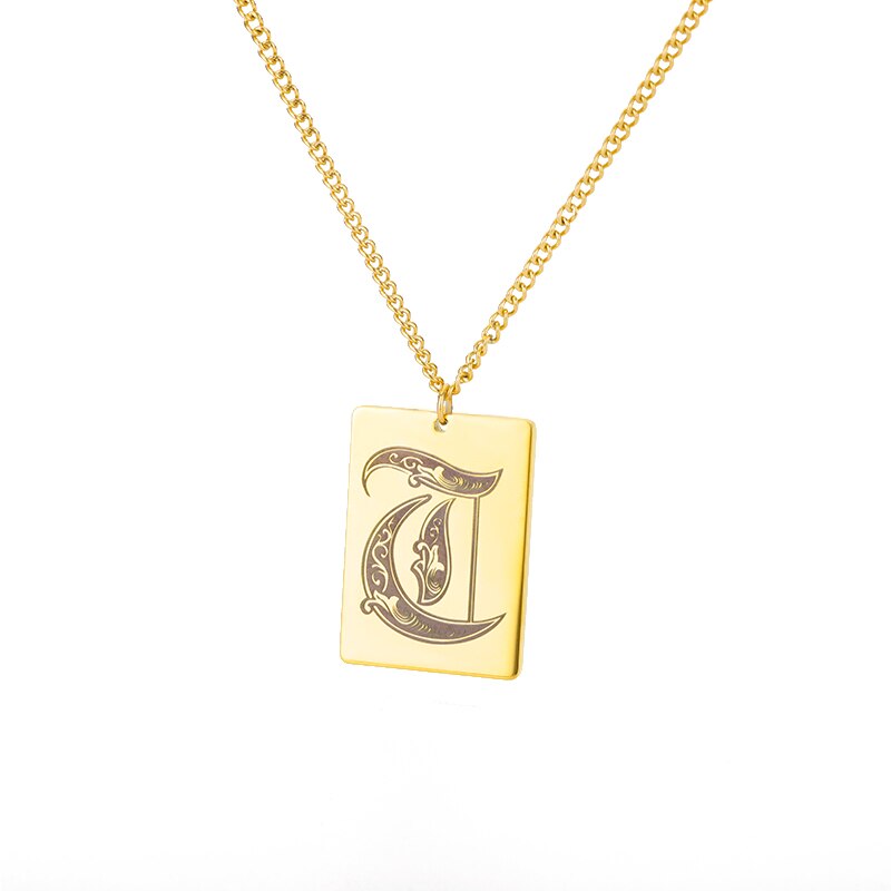 A-Z Initial Letter Necklace for Women Stainless Steel Gold Color Pendant Necklaces 2023 Trend Choker Goth Aesthetic Jewerly