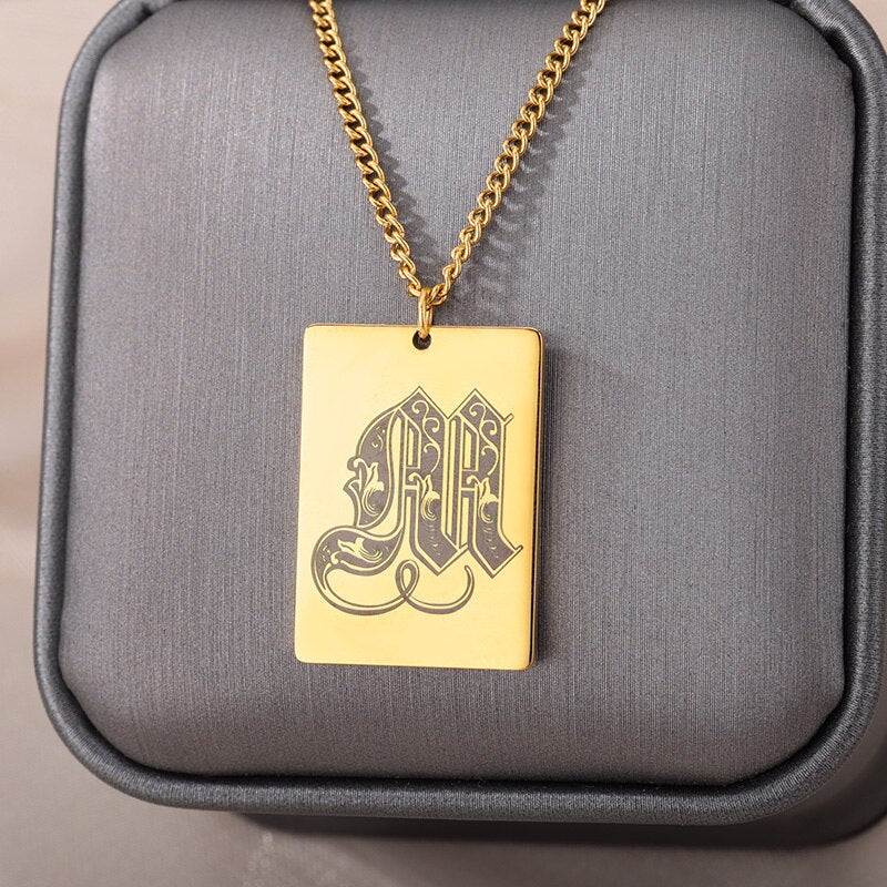 A-Z Initial Letter Necklace for Women Stainless Steel Gold Color Pendant Necklaces 2023 Trend Choker Goth Aesthetic Jewerly