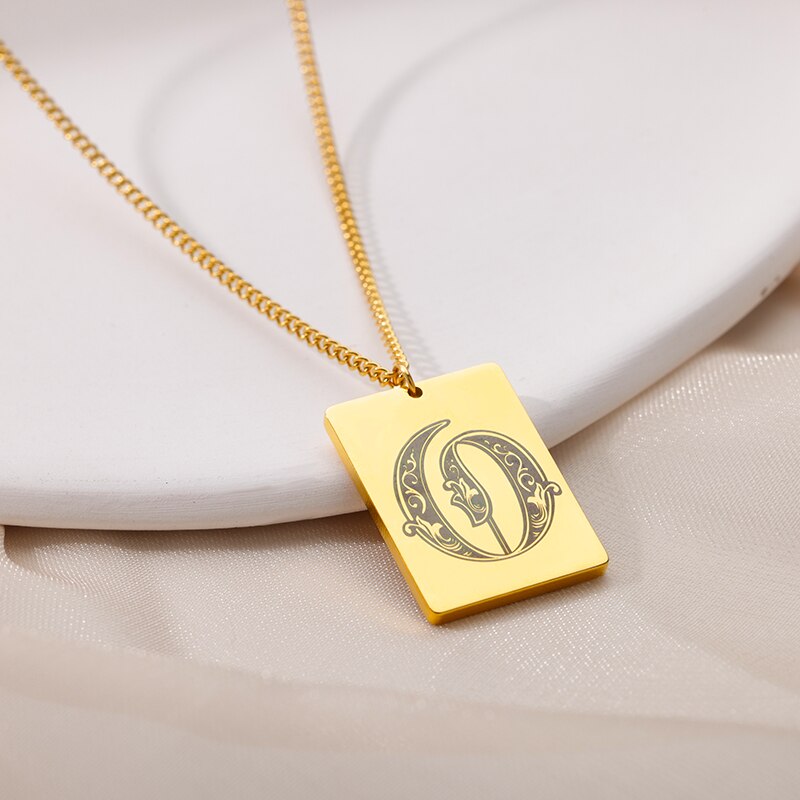 A-Z Initial Letter Necklace for Women Stainless Steel Gold Color Pendant Necklaces 2023 Trend Choker Goth Aesthetic Jewerly