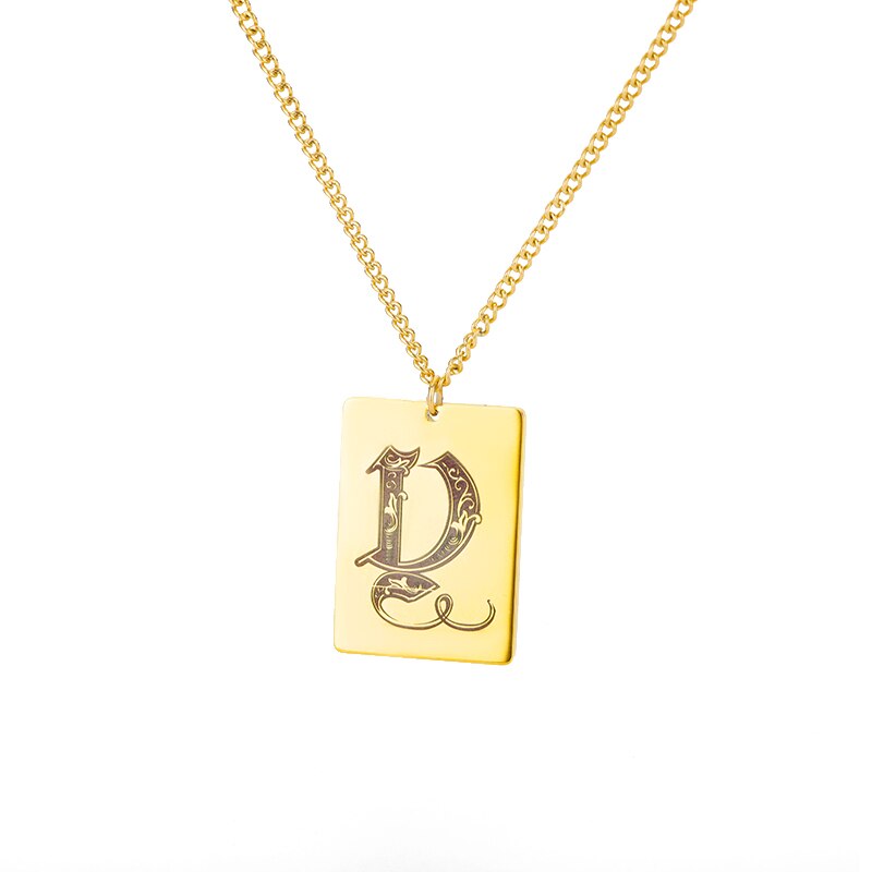 A-Z Initial Letter Necklace for Women Stainless Steel Gold Color Pendant Necklaces 2023 Trend Choker Goth Aesthetic Jewerly