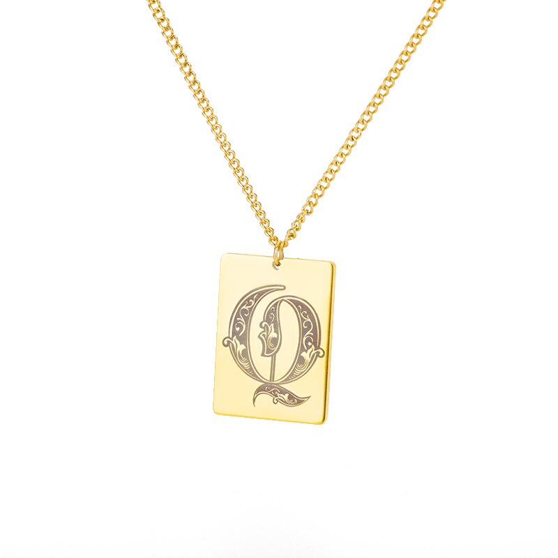 A-Z Initial Letter Necklace for Women Stainless Steel Gold Color Pendant Necklaces 2023 Trend Choker Goth Aesthetic Jewerly