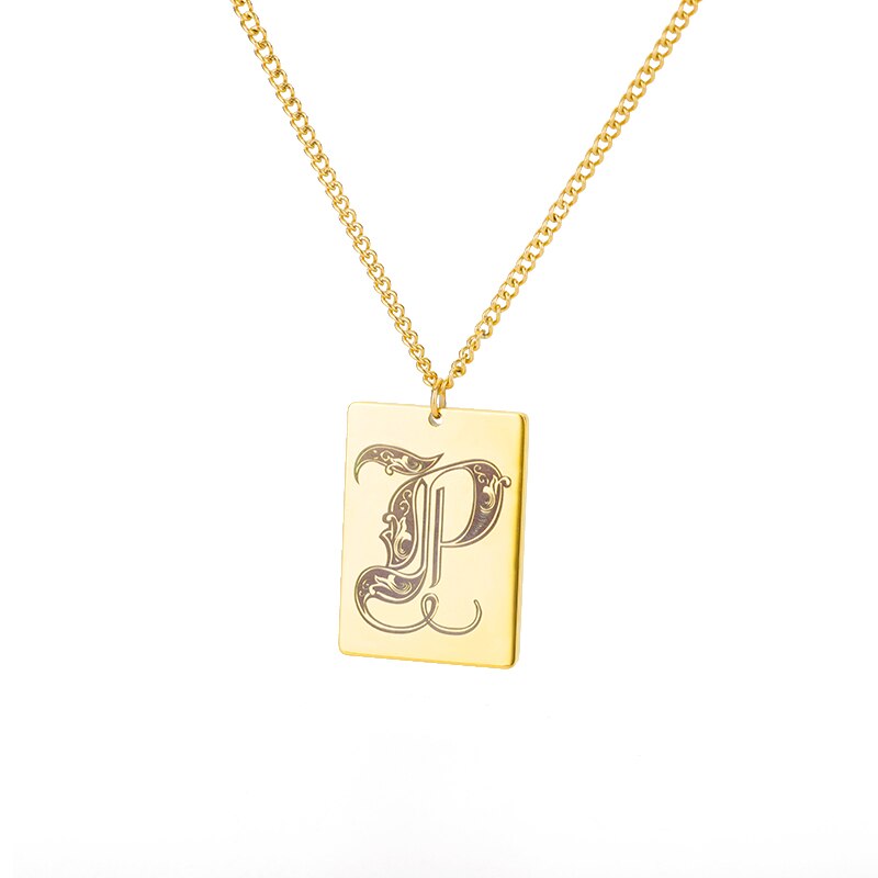A-Z Initial Letter Necklace for Women Stainless Steel Gold Color Pendant Necklaces 2023 Trend Choker Goth Aesthetic Jewerly