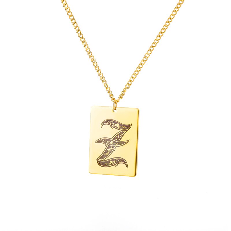 A-Z Initial Letter Necklace for Women Stainless Steel Gold Color Pendant Necklaces 2023 Trend Choker Goth Aesthetic Jewerly