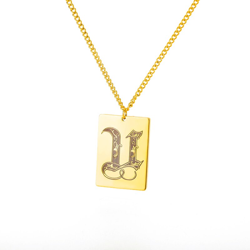 A-Z Initial Letter Necklace for Women Stainless Steel Gold Color Pendant Necklaces 2023 Trend Choker Goth Aesthetic Jewerly