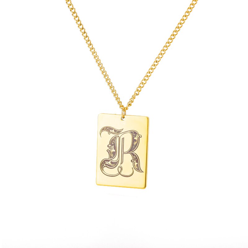 A-Z Initial Letter Necklace for Women Stainless Steel Gold Color Pendant Necklaces 2023 Trend Choker Goth Aesthetic Jewerly