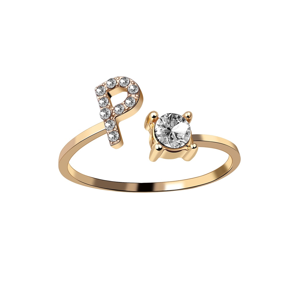 P Letter - Initial Gold Diamond Ring – Segal Jewelry