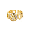 A-Z Letter Zircon Rings For Women Open Adjustable Stainless Steel Heart Initial Ring Couple Wedding Aesthetic Jewelry anillos