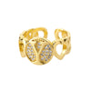 A-Z Letter Zircon Rings For Women Open Adjustable Stainless Steel Heart Initial Ring Couple Wedding Aesthetic Jewelry anillos