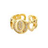 A-Z Letter Zircon Rings For Women Open Adjustable Stainless Steel Heart Initial Ring Couple Wedding Aesthetic Jewelry anillos