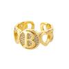 A-Z Letter Zircon Rings For Women Open Adjustable Stainless Steel Heart Initial Ring Couple Wedding Aesthetic Jewelry anillos