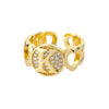 A-Z Letter Zircon Rings For Women Open Adjustable Stainless Steel Heart Initial Ring Couple Wedding Aesthetic Jewelry anillos