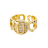 A-Z Letter Zircon Rings For Women Open Adjustable Stainless Steel Heart Initial Ring Couple Wedding Aesthetic Jewelry anillos