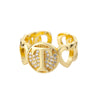 A-Z Letter Zircon Rings For Women Open Adjustable Stainless Steel Heart Initial Ring Couple Wedding Aesthetic Jewelry anillos