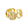 A-Z Letter Zircon Rings For Women Open Adjustable Stainless Steel Heart Initial Ring Couple Wedding Aesthetic Jewelry anillos