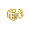 A-Z Letter Zircon Rings For Women Open Adjustable Stainless Steel Heart Initial Ring Couple Wedding Aesthetic Jewelry anillos
