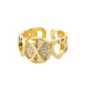 A-Z Letter Zircon Rings For Women Open Adjustable Stainless Steel Heart Initial Ring Couple Wedding Aesthetic Jewelry anillos