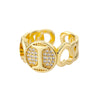 A-Z Letter Zircon Rings For Women Open Adjustable Stainless Steel Heart Initial Ring Couple Wedding Aesthetic Jewelry anillos
