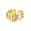 A-Z Letter Zircon Rings For Women Open Adjustable Stainless Steel Heart Initial Ring Couple Wedding Aesthetic Jewelry anillos
