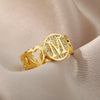 A-Z Letter Zircon Rings For Women Open Adjustable Stainless Steel Heart Initial Ring Couple Wedding Aesthetic Jewelry anillos