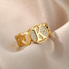 A-Z Letter Zircon Rings For Women Open Adjustable Stainless Steel Heart Initial Ring Couple Wedding Aesthetic Jewelry anillos