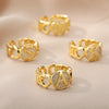 A-Z Letter Zircon Rings For Women Open Adjustable Stainless Steel Heart Initial Ring Couple Wedding Aesthetic Jewelry anillos