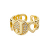 A-Z Letter Zircon Rings For Women Open Adjustable Stainless Steel Heart Initial Ring Couple Wedding Aesthetic Jewelry anillos