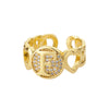 A-Z Letter Zircon Rings For Women Open Adjustable Stainless Steel Heart Initial Ring Couple Wedding Aesthetic Jewelry anillos