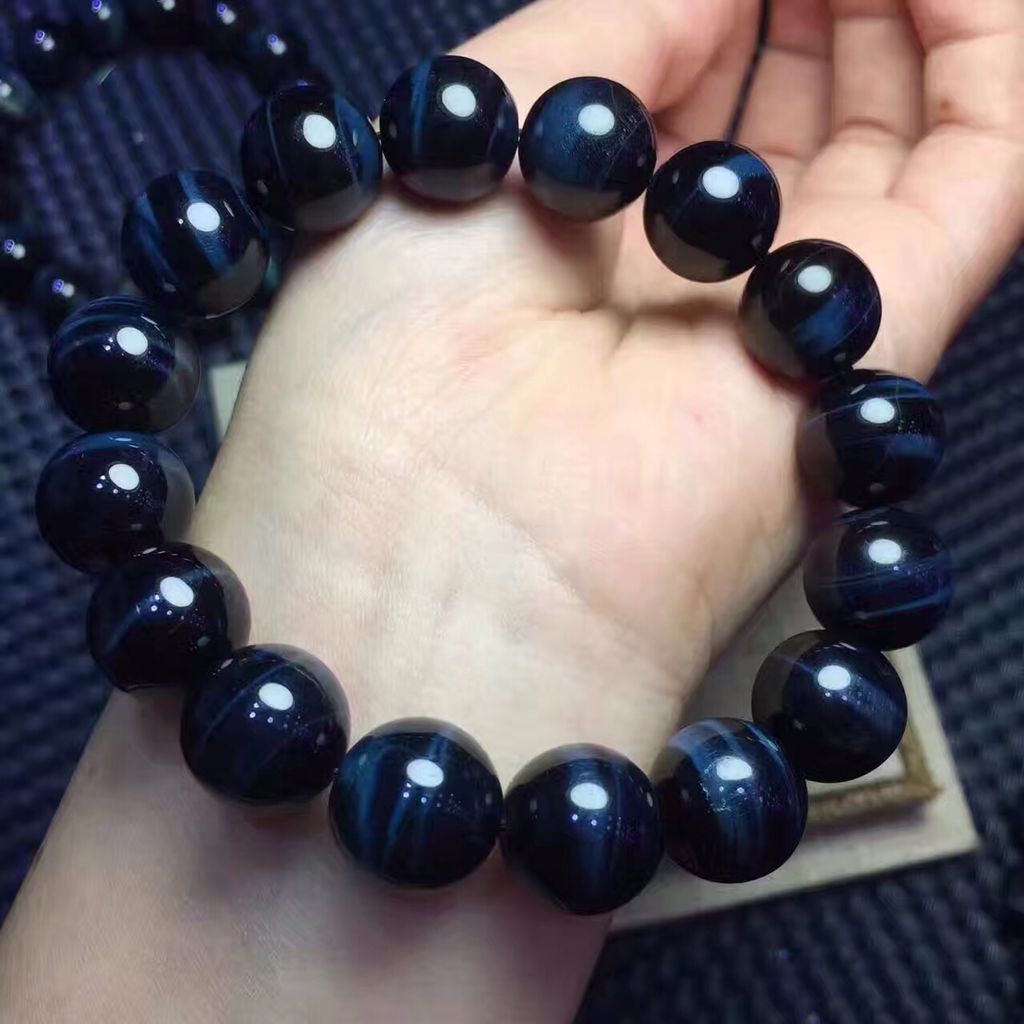 AA Blue Tiger Eye Buddha Bracelets Men Natural Stone Round Beads Elasticity Rope Men Women Charm Bracelet