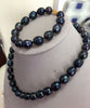 AAA 10-13MM SOUTH SEA BLACK PEARL NECKLACE 18BRACELET 7.5- 8 925silver GOLD