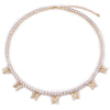 AAA CZ butterfly choker charm necklace  silver color pink 4mm hip hop 1 row tennis chain rapper rock women adjustable jewelry